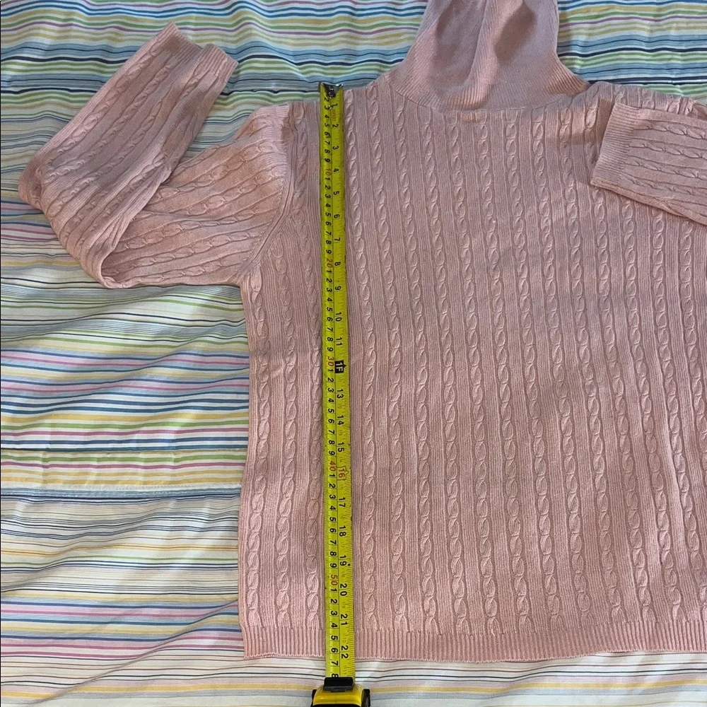 Sutton/Studio Pink Silk Cashmere Cable Knit Turtleneck‎ Sweater M